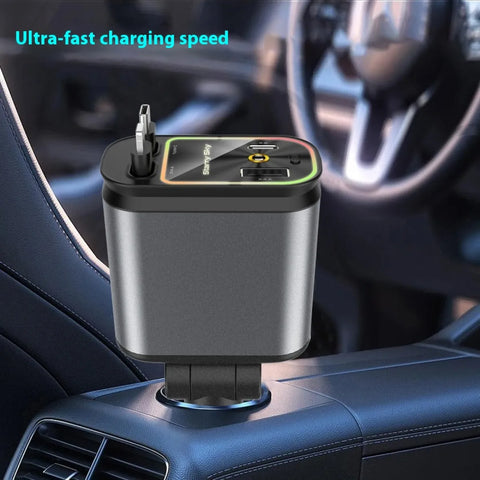 Image of Car Mobile Phone Charger Four-in-one Multi-function Double Telescopic Strip Line