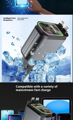 Image of Car Mobile Phone Charger Four-in-one Multi-function Double Telescopic Strip Line