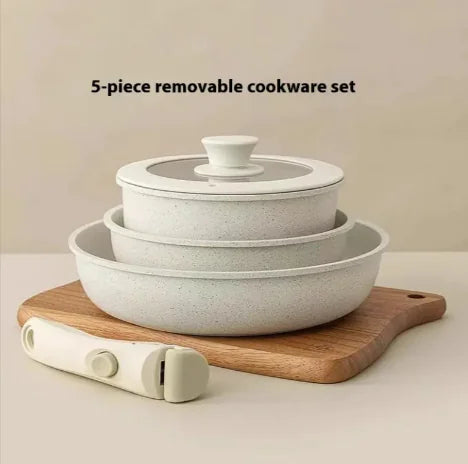 Image of Removable Handle Non-Stick Pot Set with Steamer – Versatile Household Cookware