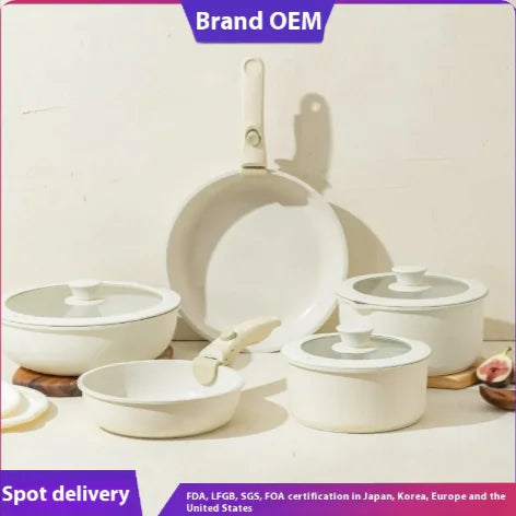 Image of Removable Handle Non-Stick Pot Set with Steamer – Versatile Household Cookware