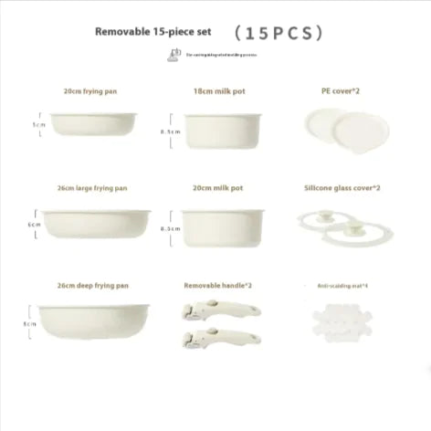 Image of Removable Handle Non-Stick Pot Set with Steamer – Versatile Household Cookware