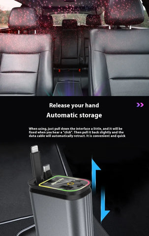 Image of Car Mobile Phone Charger Four-in-one Multi-function Double Telescopic Strip Line