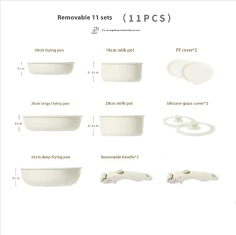 Image of Removable Handle Non-Stick Pot Set with Steamer – Versatile Household Cookware