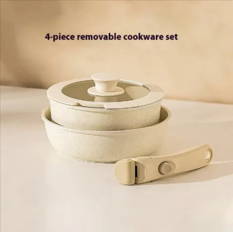 Image of Removable Handle Non-Stick Pot Set with Steamer – Versatile Household Cookware