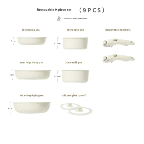Image of Removable Handle Non-Stick Pot Set with Steamer – Versatile Household Cookware