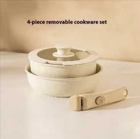 Removable Handle Non-Stick Pot Set with Steamer – Versatile Household Cookware