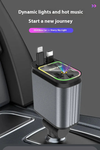 Image of Car Mobile Phone Charger Four-in-one Multi-function Double Telescopic Strip Line